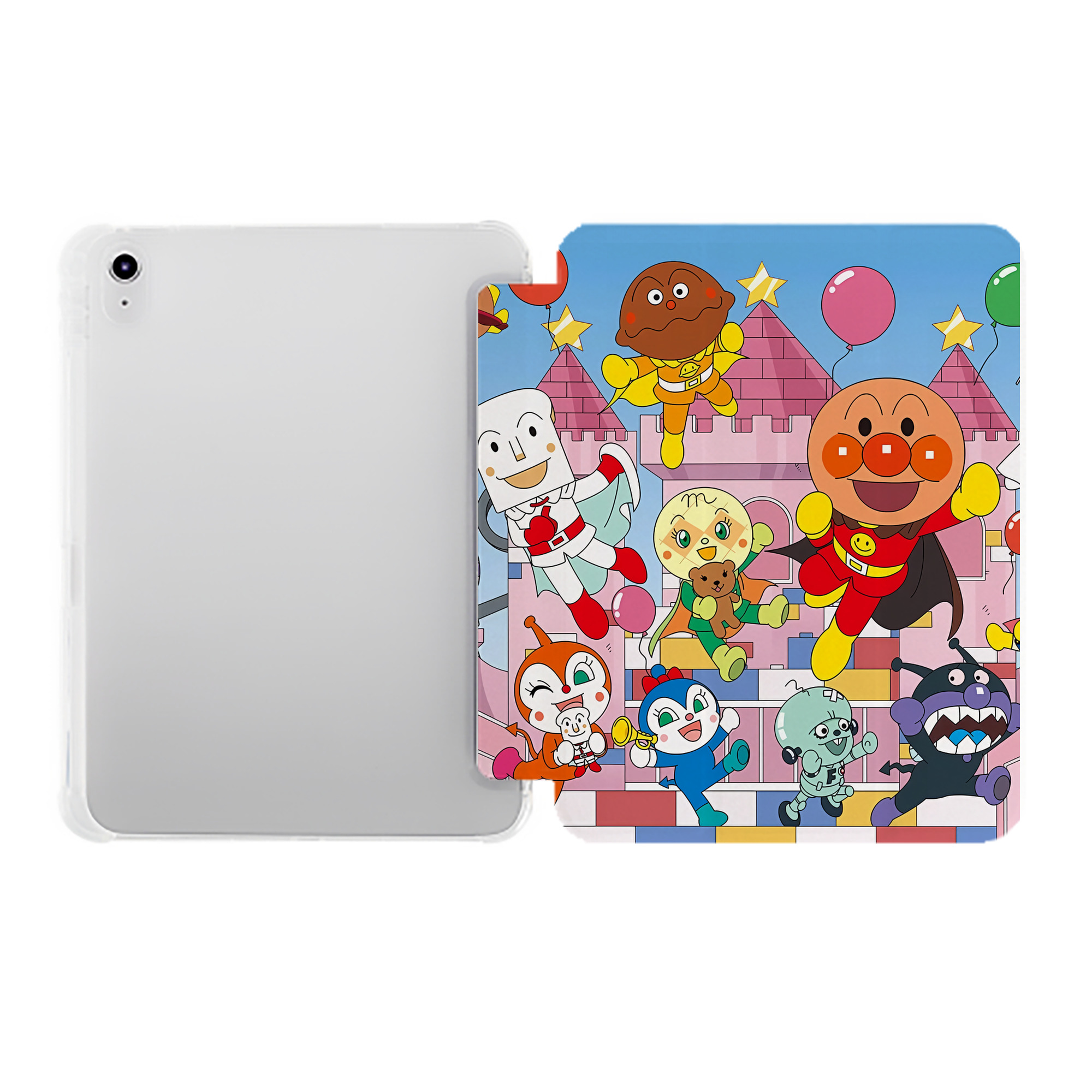 （画像用） アンパンマン Anpanman IPad ケース ペン収納付き 三つ折りスタンド PUレザー×シリコン 対応機種9.5/10.5/10.9インチ